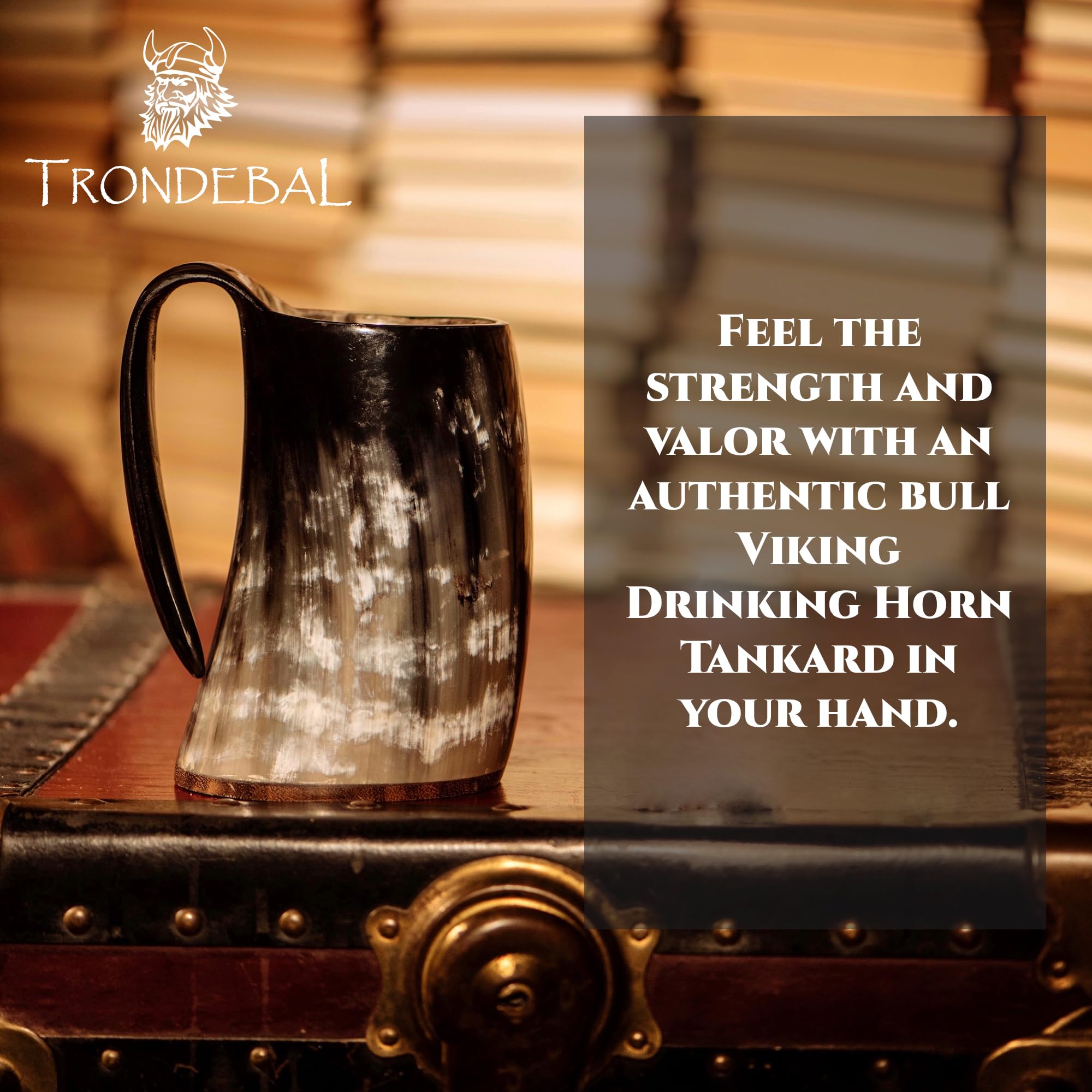 Trondebal authentic Viking drinking experience emphasized by rustic horn cup
