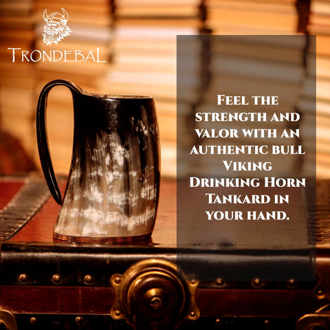 Trondebal authentic Viking drinking experience emphasized by rustic horn cup