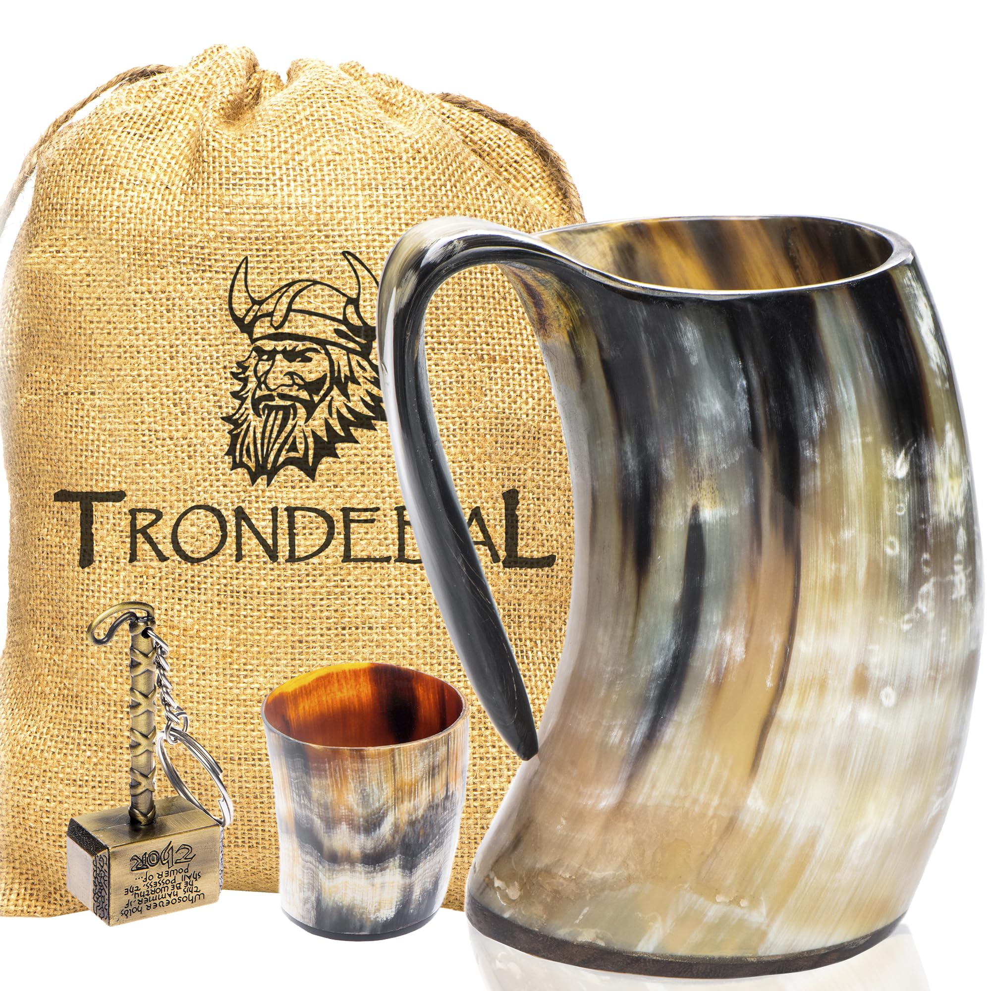 Trondebal Viking drinking horn mug 15 oz for authentic Viking-style beer and coffee moments