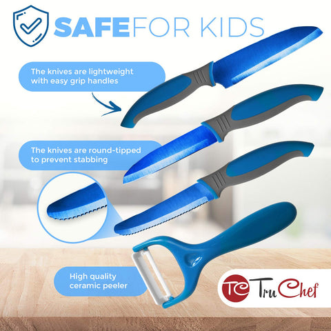 TruChef ergonomic soft-handle design aids secure grip for young chefs