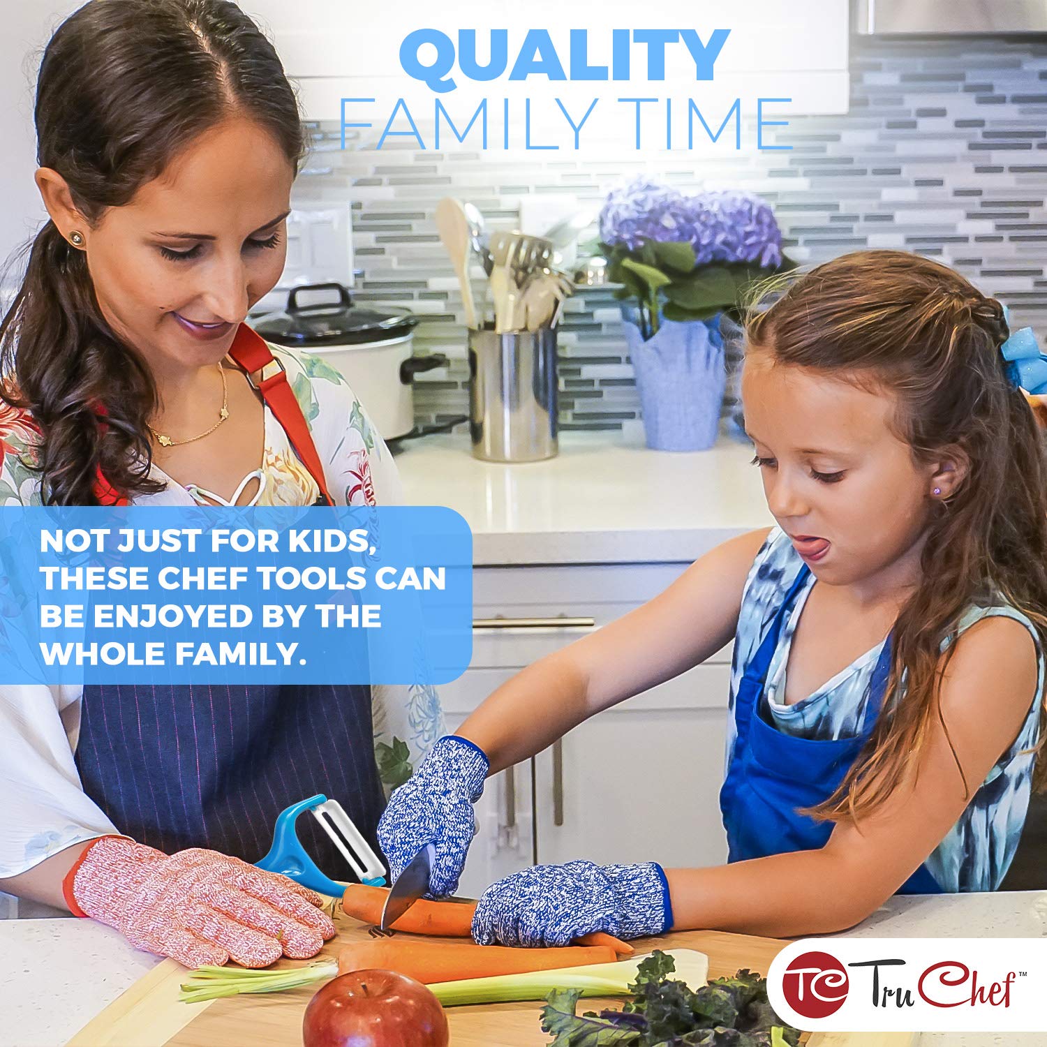 TruChef kid-friendly blade close-up stainless steel for safe slicing practice