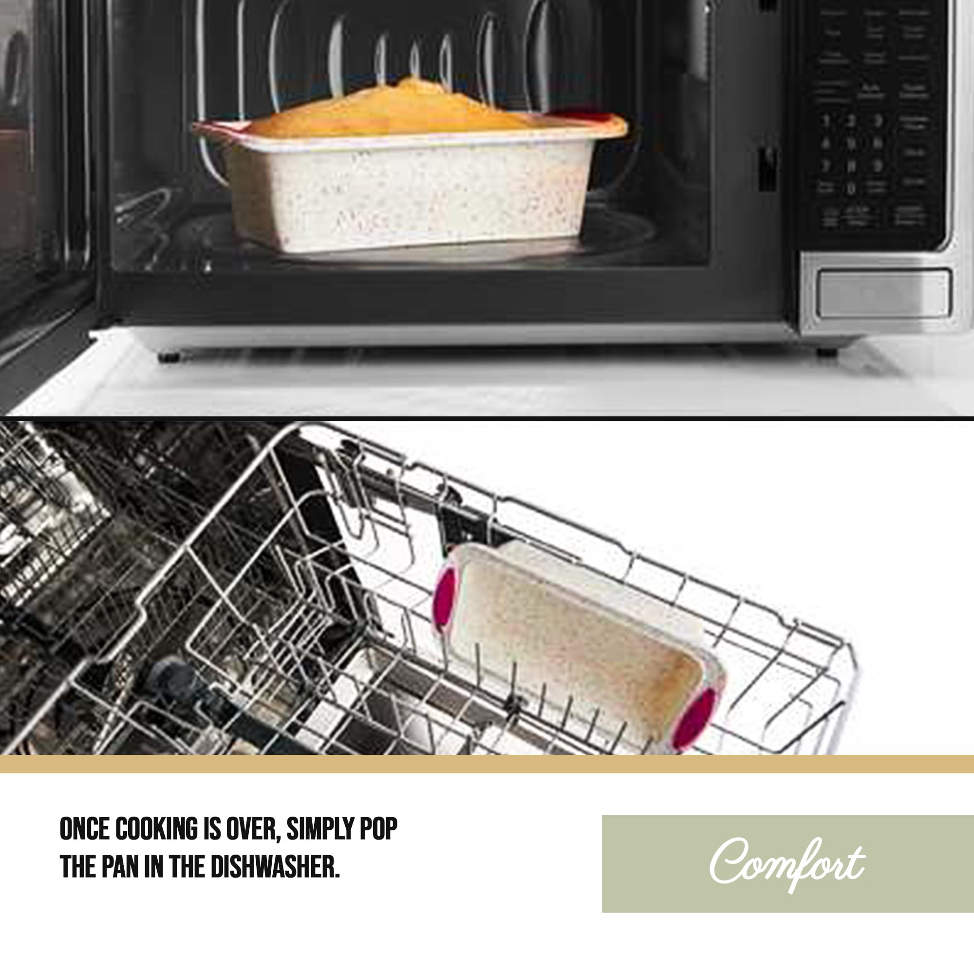 Trudeau loaf pan oven safe up to 428°F for versatile baking.