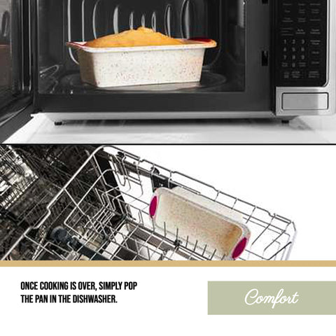 Trudeau loaf pan oven safe up to 428°F for versatile baking.