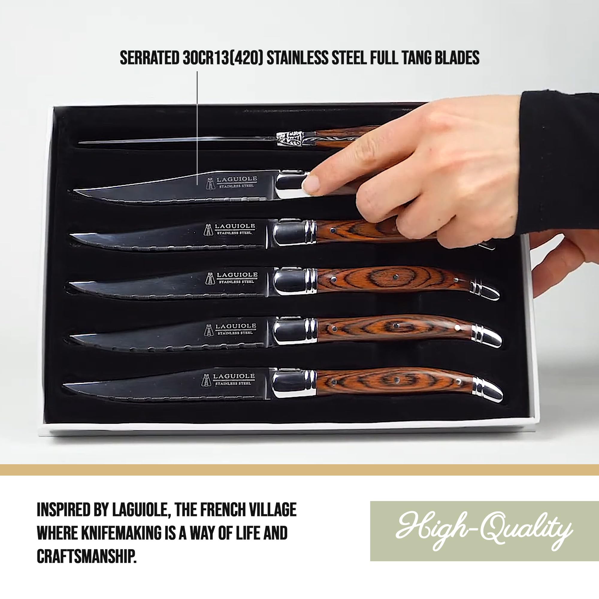 Dishwasher-safe Trudeau Laguiole steak knives for easy cleanup