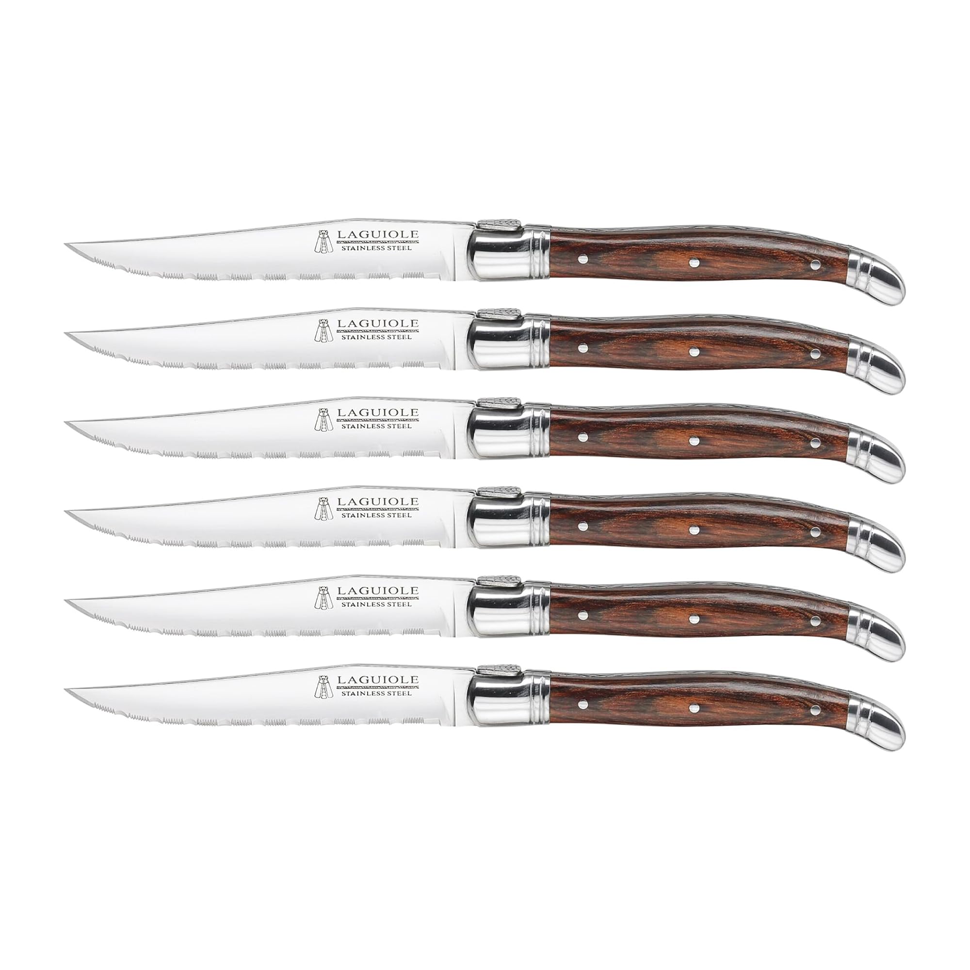 Trudeau Laguiole steak knives with razor-sharp blades for effortless table slicing