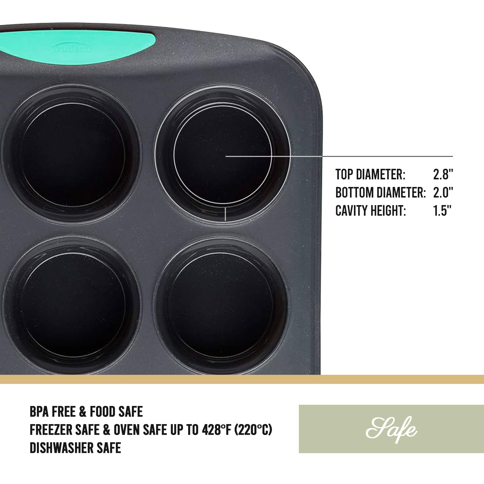 Trudeau Structure muffin pan heat resistant up to 428F for versatile recipes