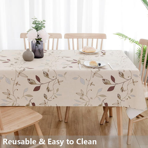 TruDelve PVC tablecloth drapes well on rectangular tables for a neat look.