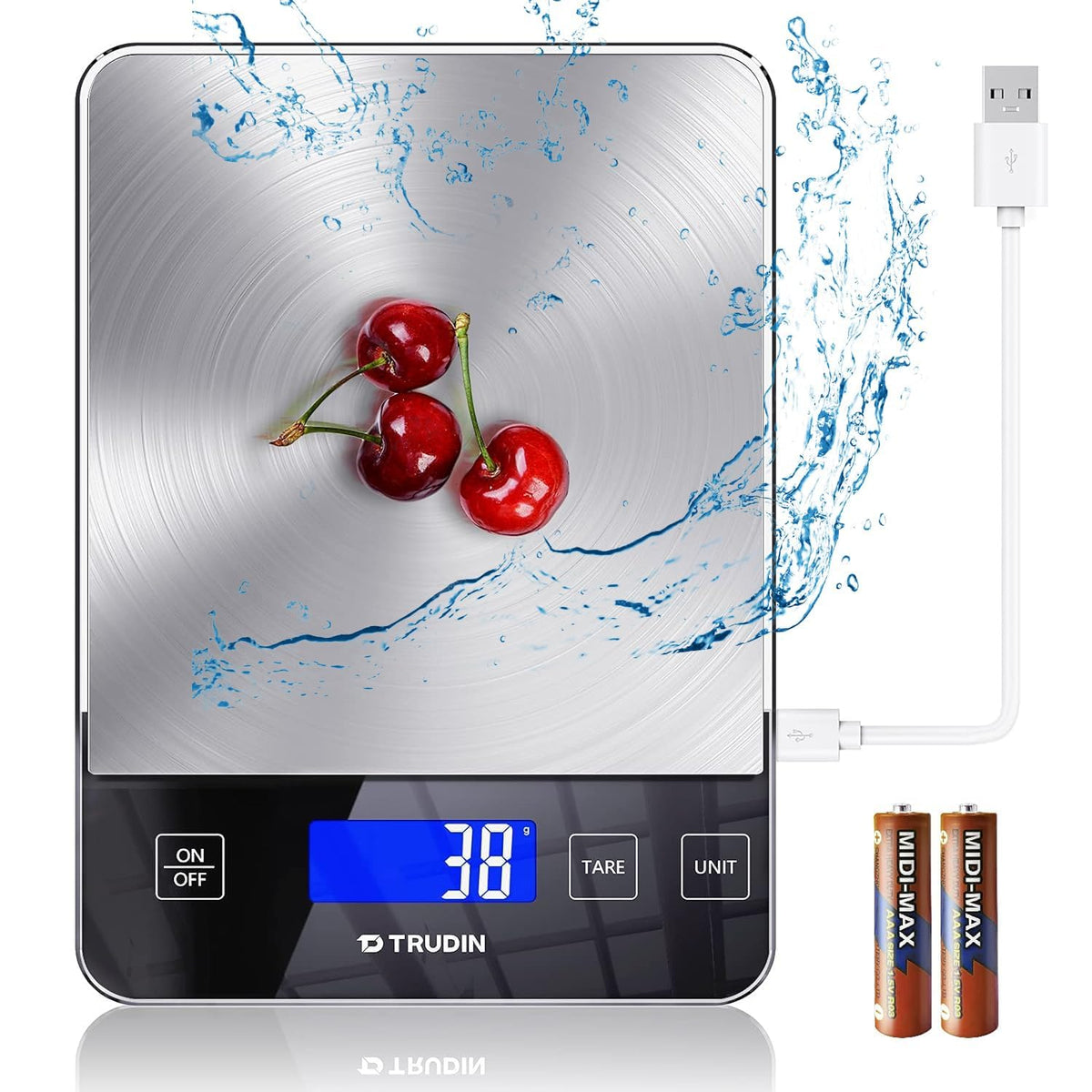 TRUDIN scale front view for precise ingredient weighing.