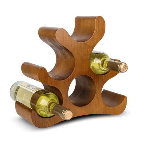 TRUDING countertop wine rack with curved arms holding six bottles for secure display