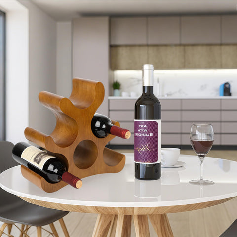 TRUDING compact countertop wine rack saves space while holding six bottles
