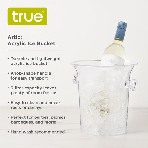 TRUE Clear Acrylic Ice Bucket 3-liter side view showing large capacity.