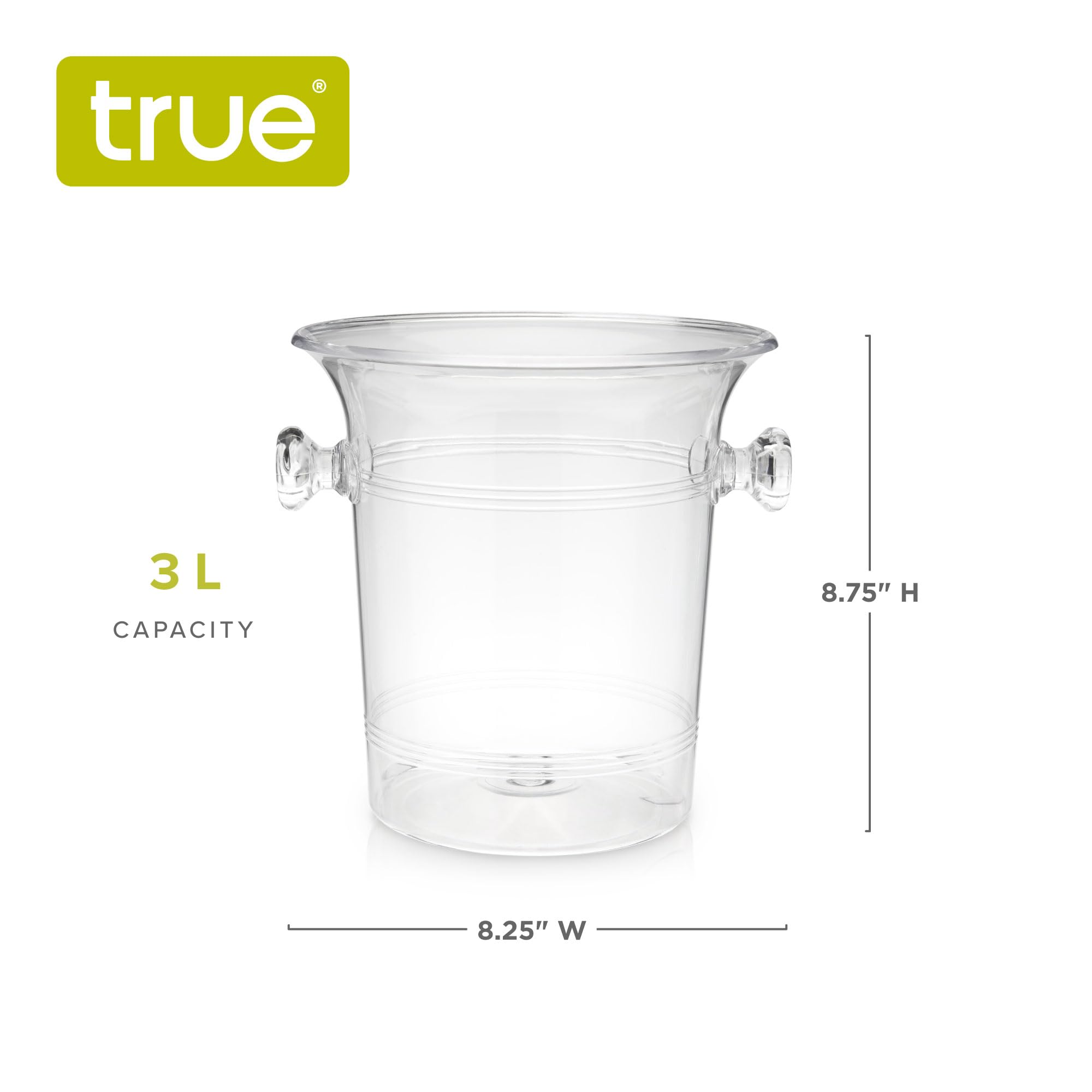TRUE Clear Acrylic Ice Bucket top-open view for quick access.