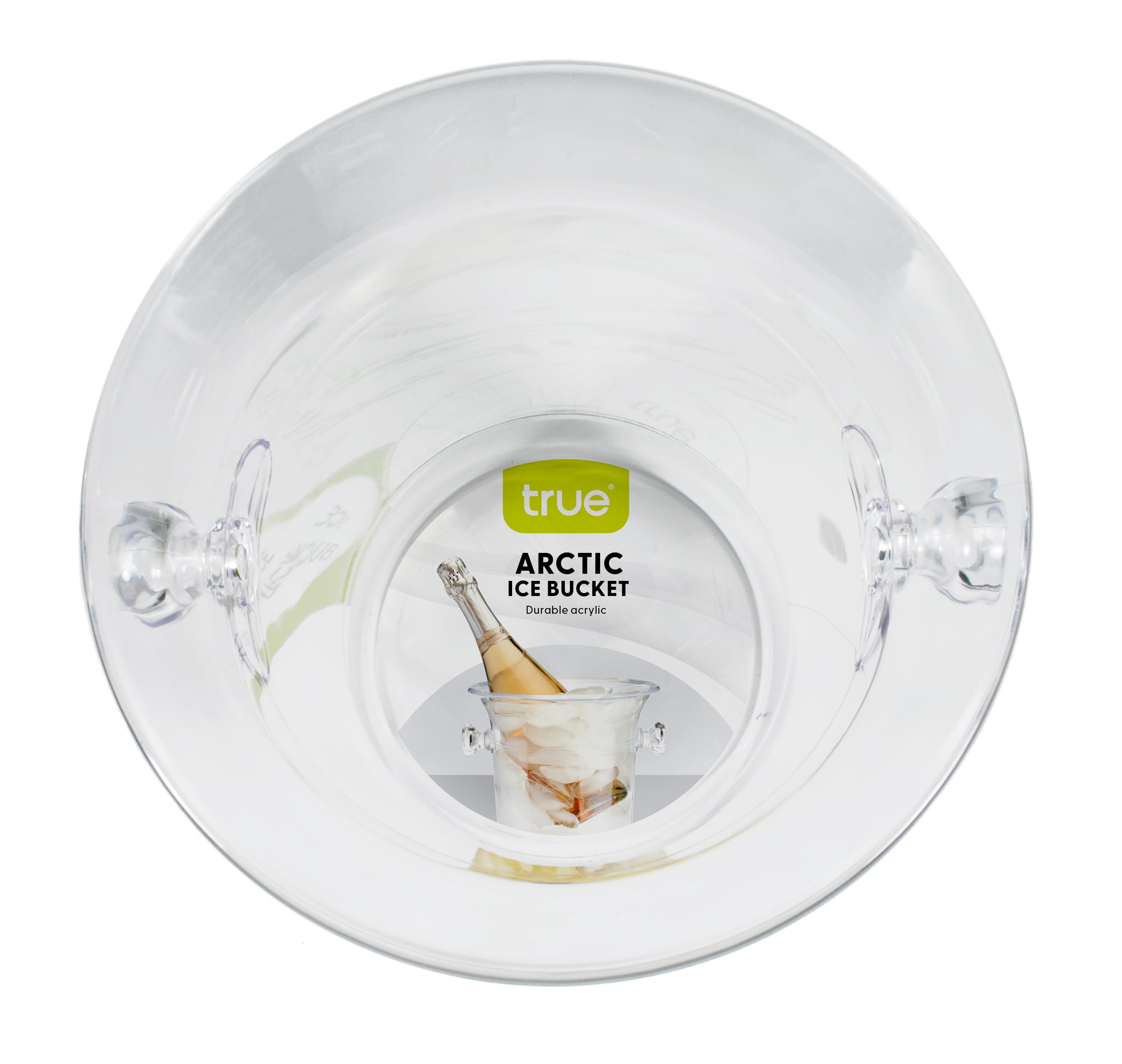 TRUE Ice Bucket with wide opening enables quick ice filling.