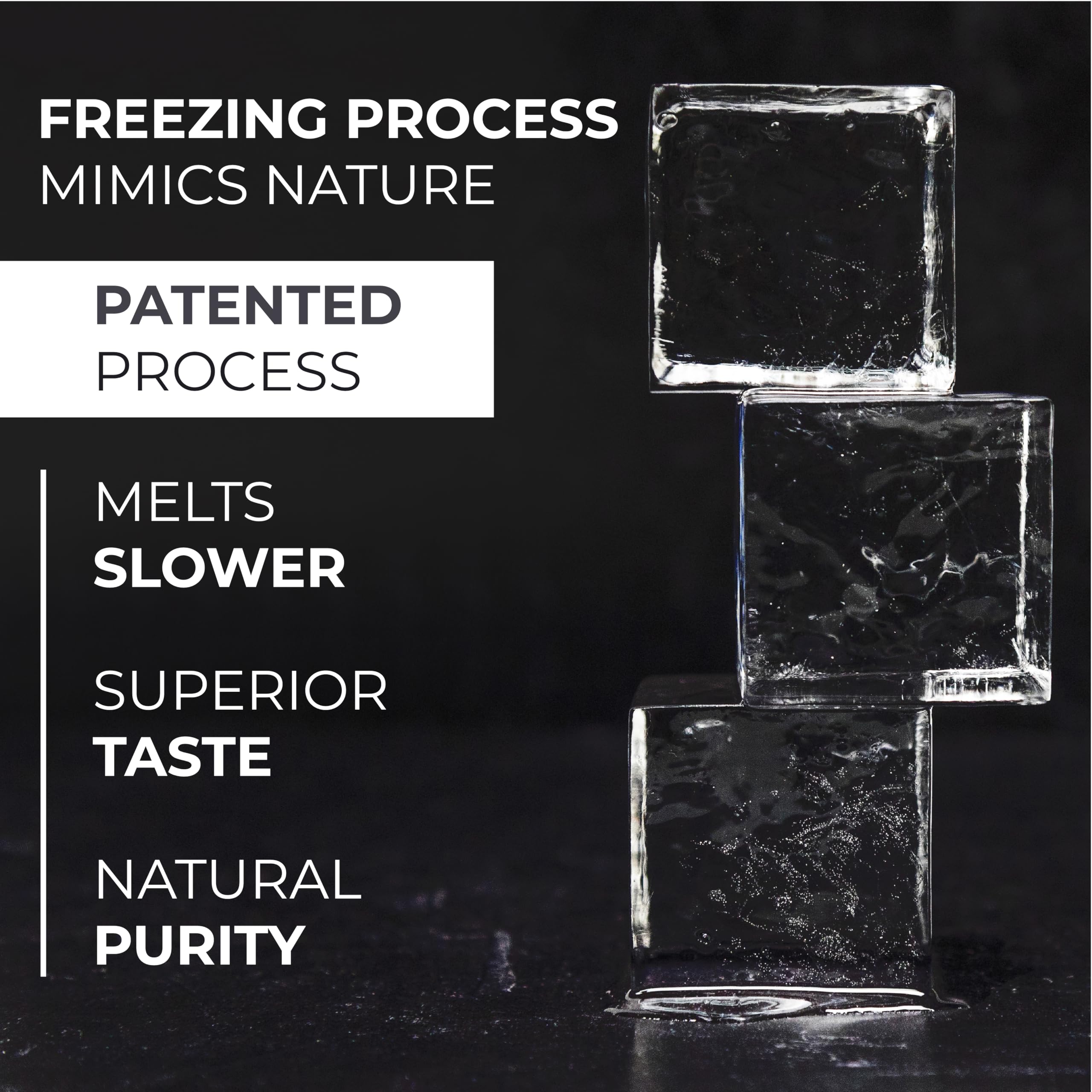 True Cubes large 2x2x2 inch ice cubes in glass