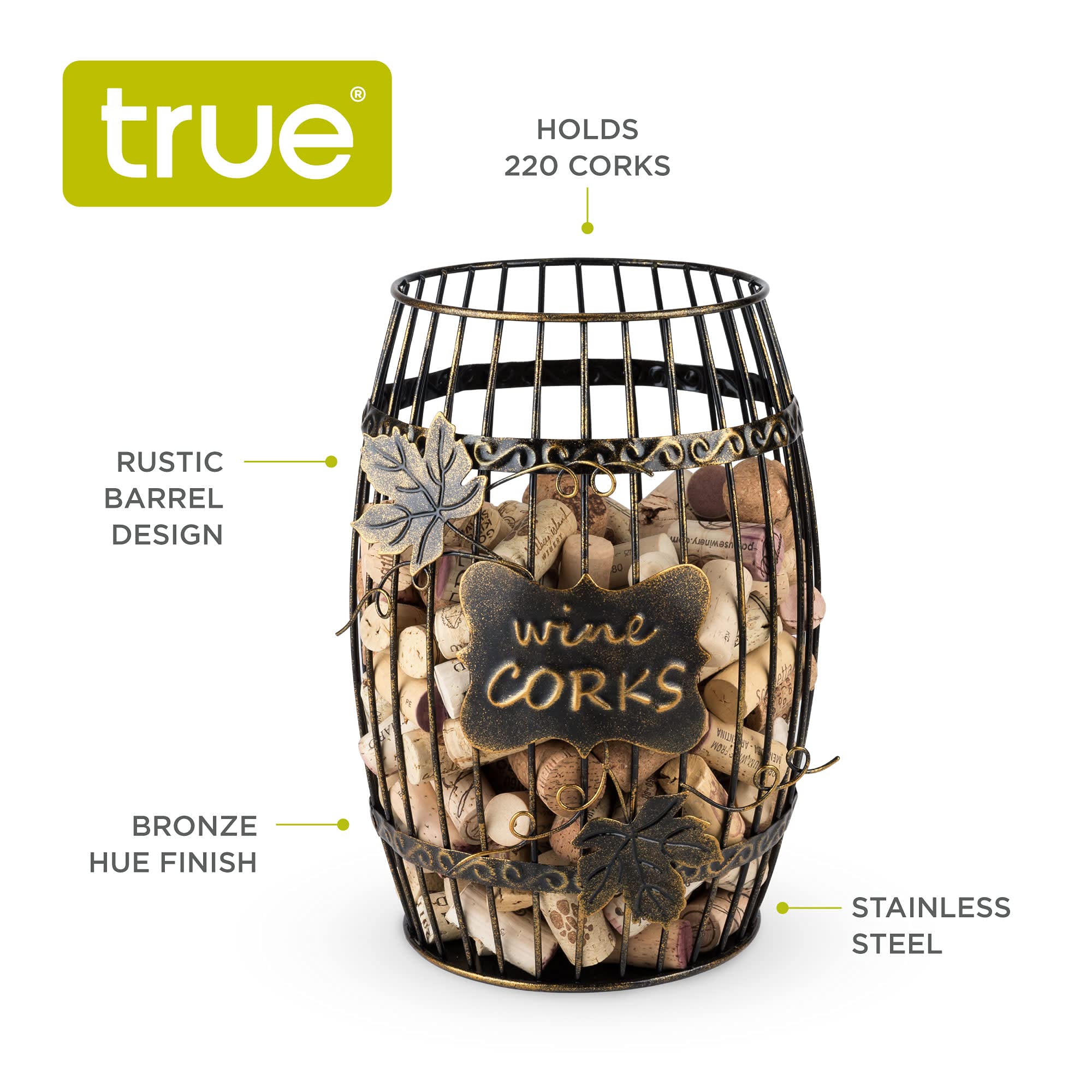 TRUE True Display cork storage holds about 220 corks for organized memories.