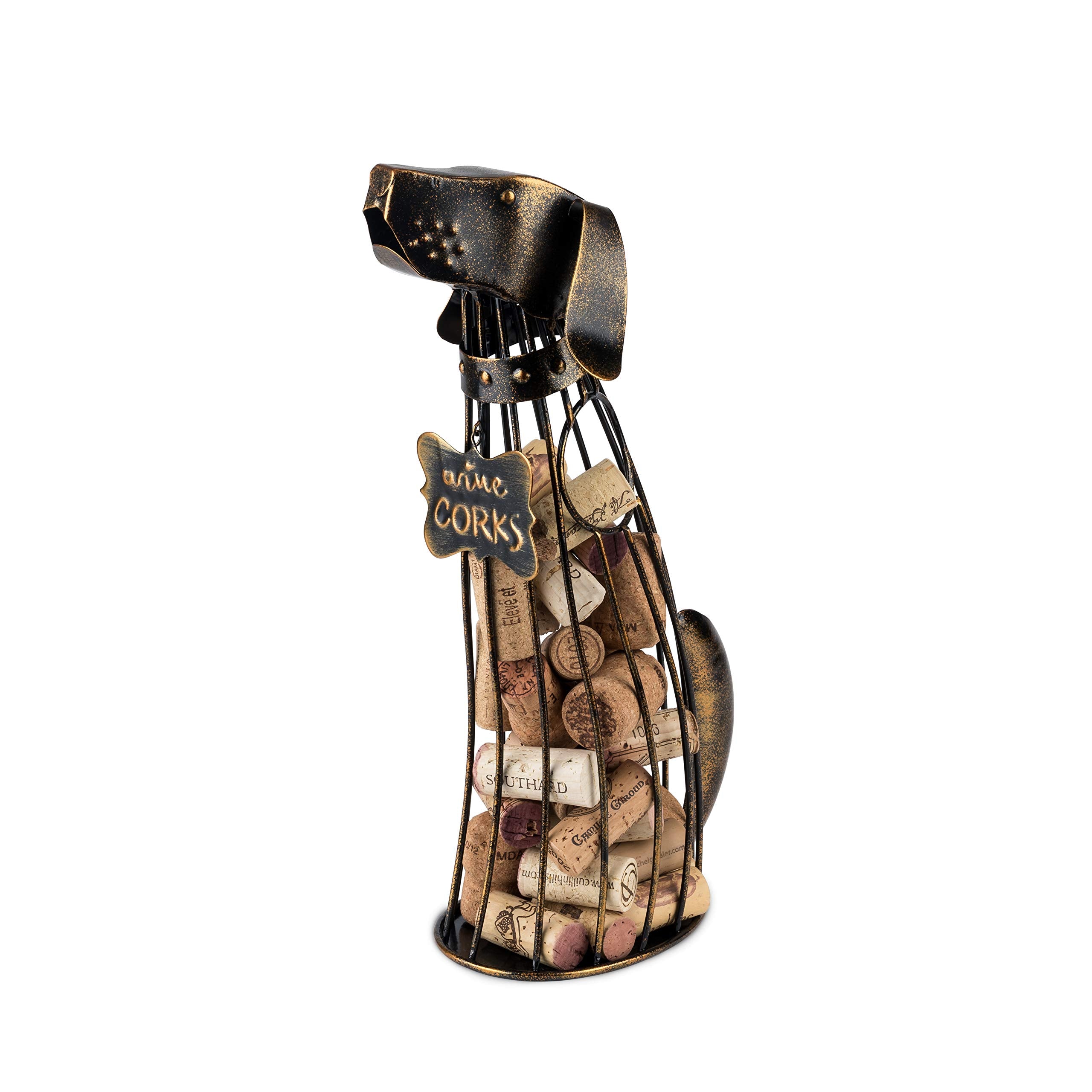 TRUE dog wine cork holder bronze finish on a countertop