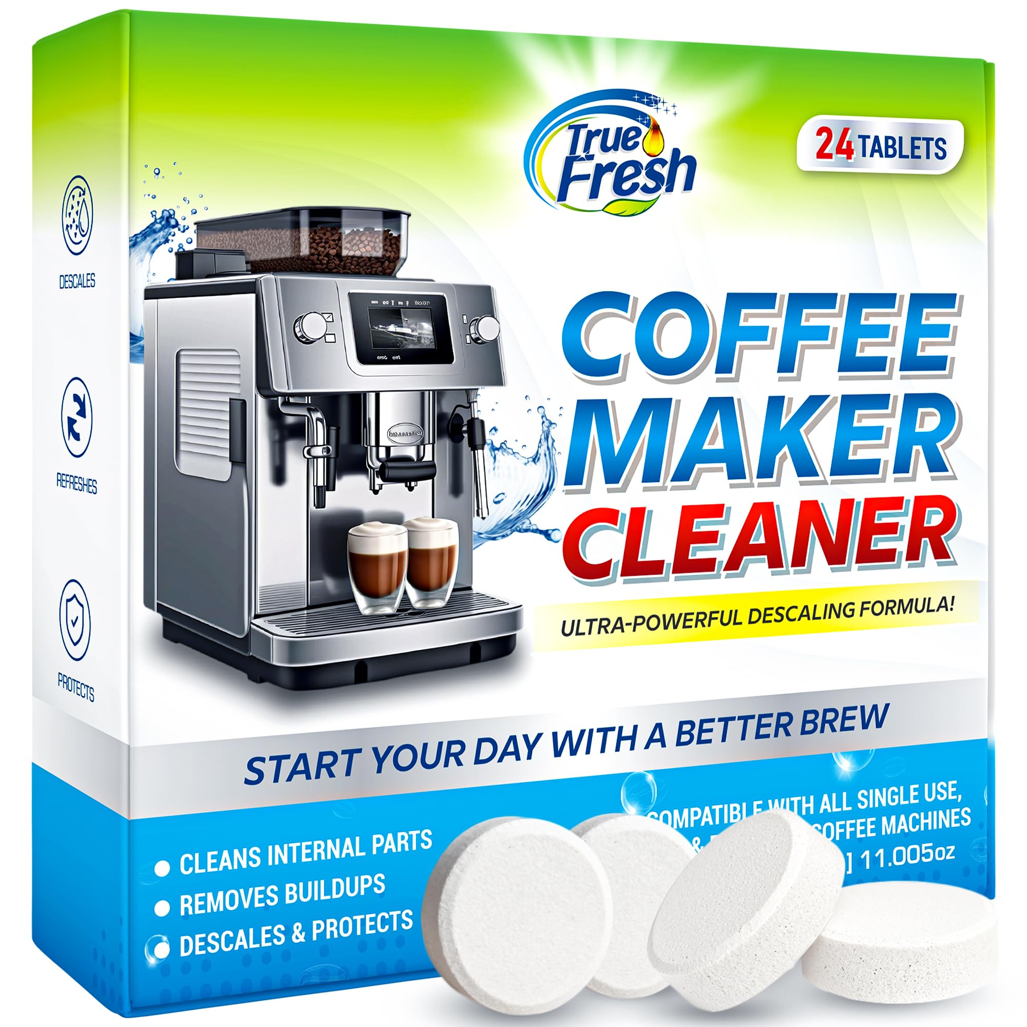 True Fresh descaler tablets in box for year-long cleaning