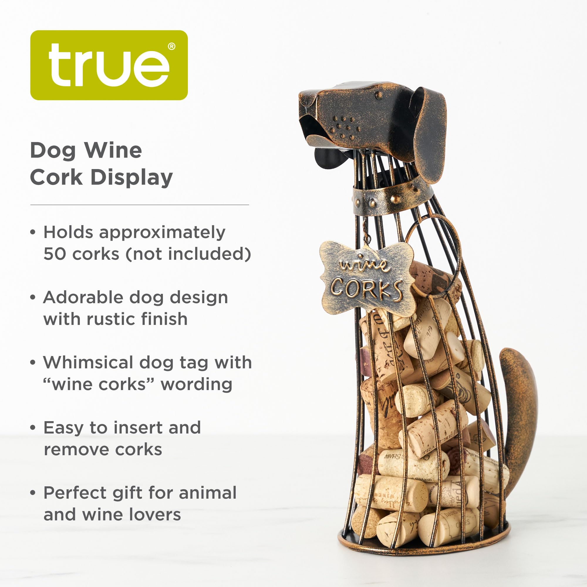 TRUE metal wine cork display cage adds rustic kitchen charm