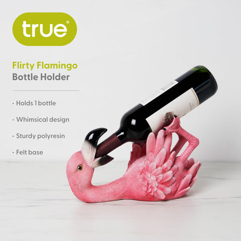 TRUE Flamingo wine holder adds playful tabletop decor for gatherings.