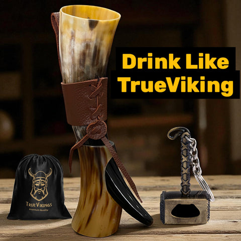Close-up of TRUE VIKING ox horn texture and natural color variations