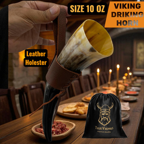 TRUE VIKING horn held in hand for rugged drinking