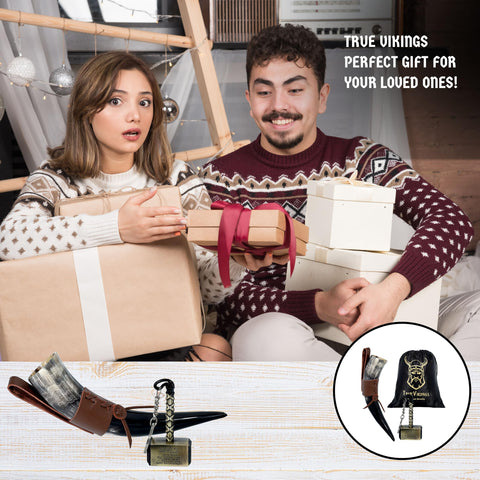 TRUE VIKING horn with holster ready for gifting