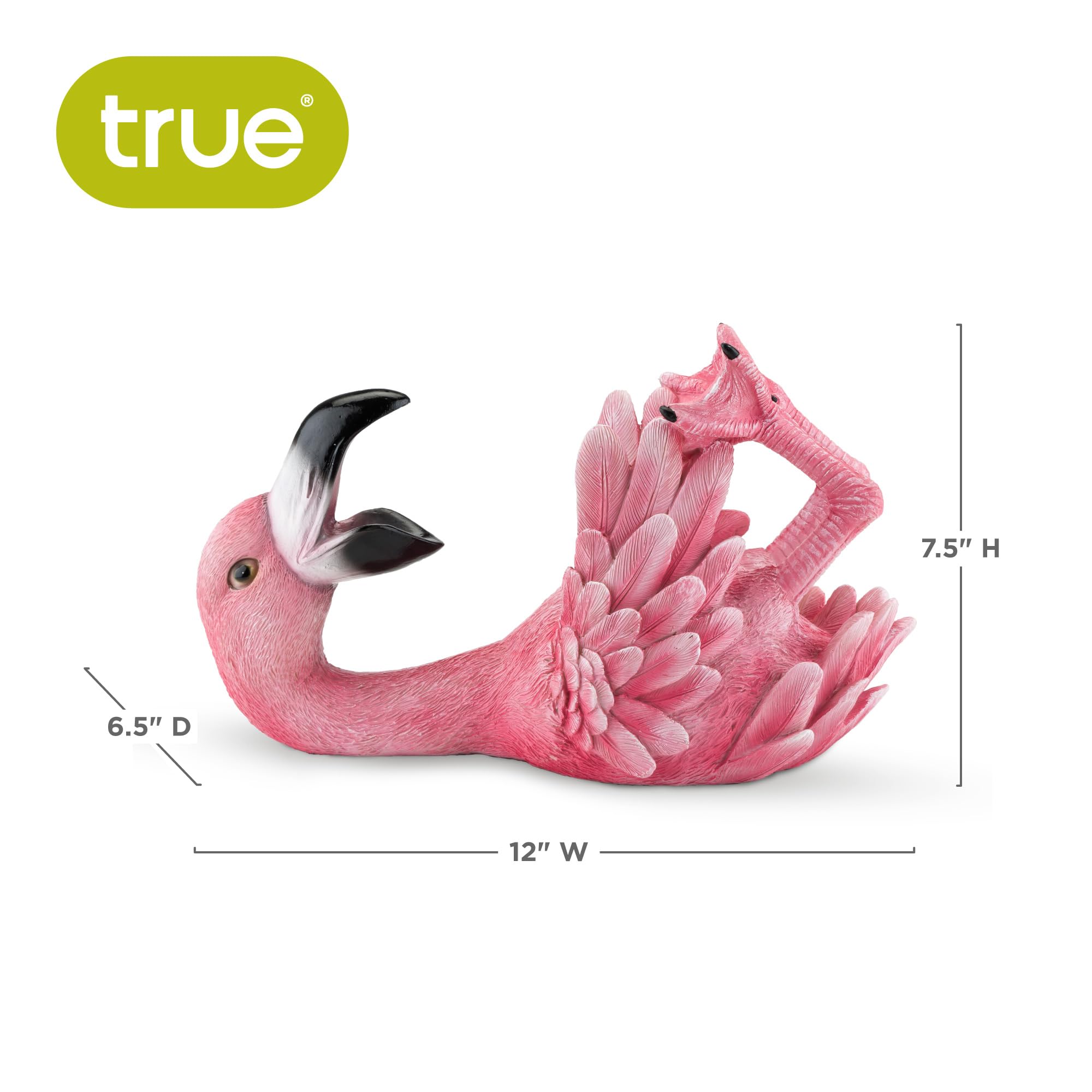 TRUE Flamingo wine bottle holder enhances kitchen or bar decor.
