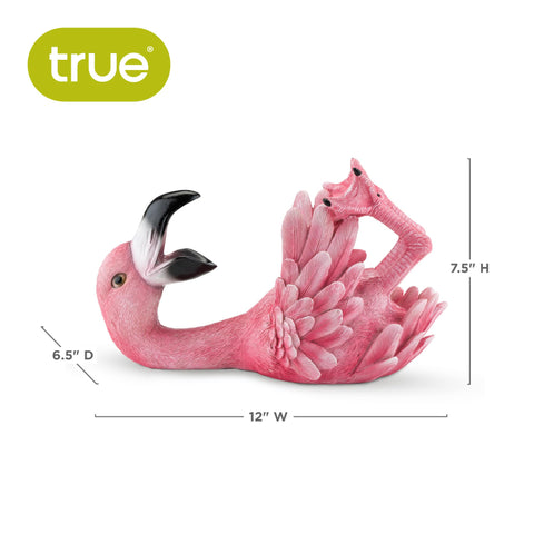 TRUE Flamingo wine bottle holder enhances kitchen or bar decor.