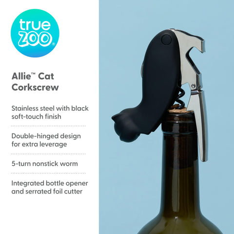 True Zoo Allie corkscrew bottle-opener mouth for quick bottle access