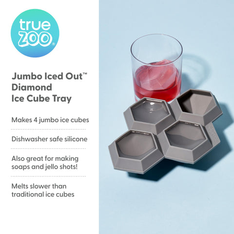 TrueZoo diamond ice cubes release easily from the flexible silicone mold.