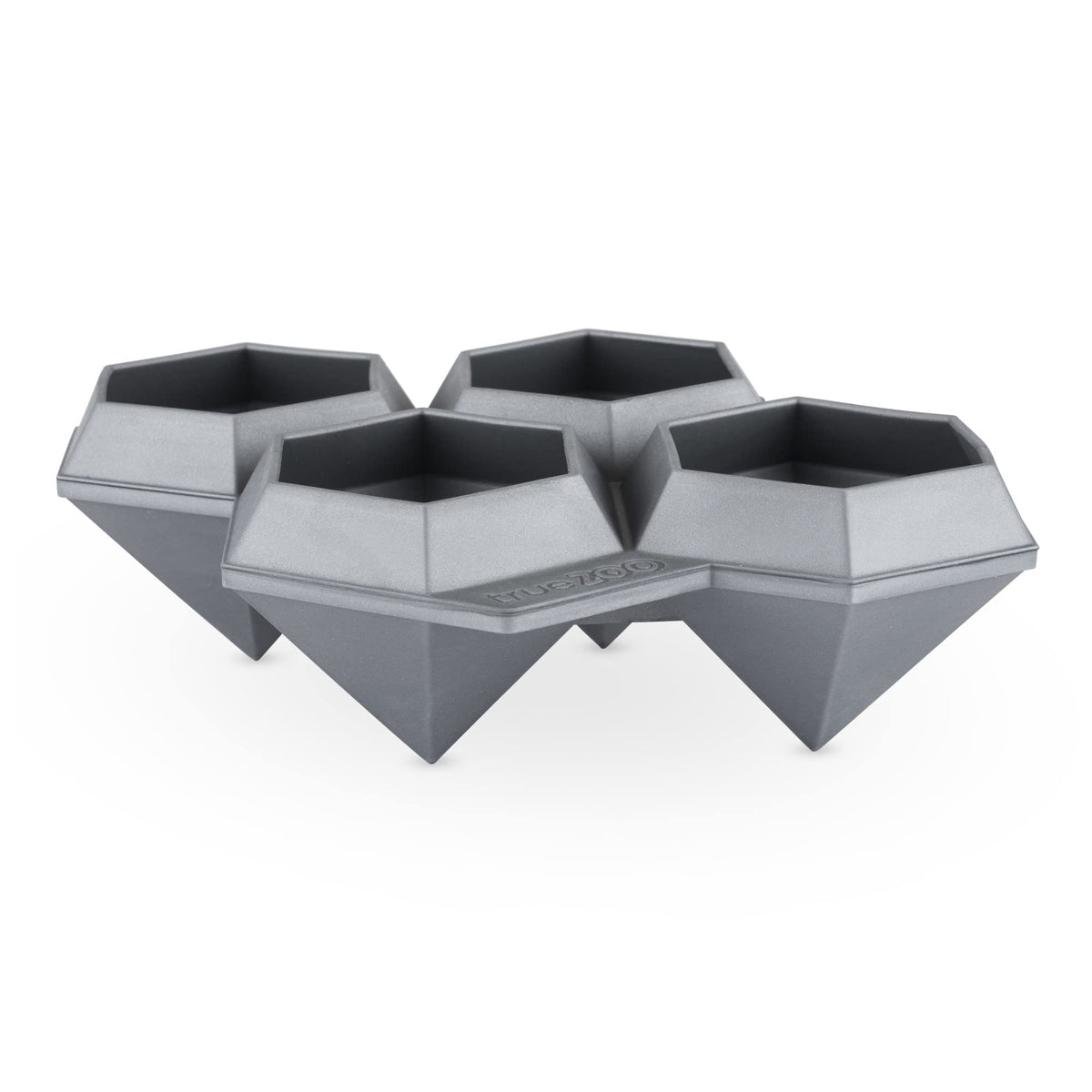 TrueZoo jumbo diamond ice tray with four large diamonds for slow-melting cocktails.