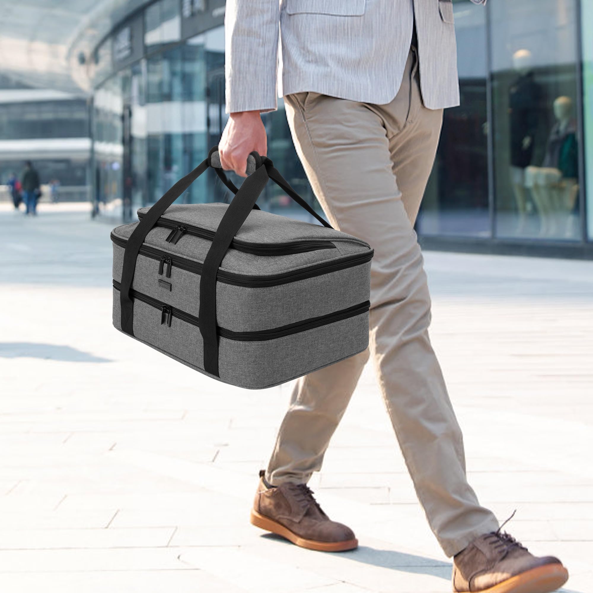 Trunab carrier fits bakeware for potlucks and outdoor gatherings