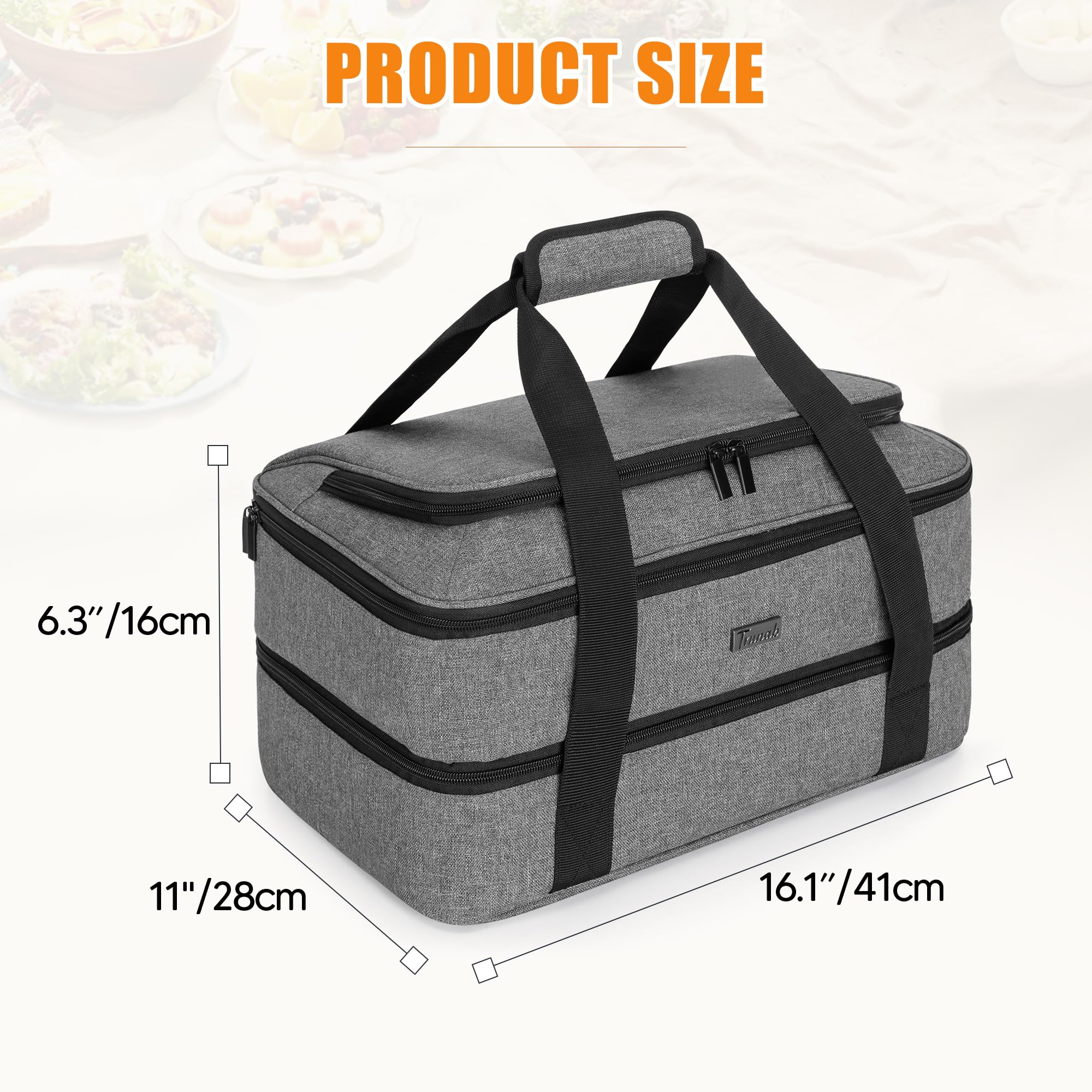Trunab insulated interior with food inside keeping temperature in transit