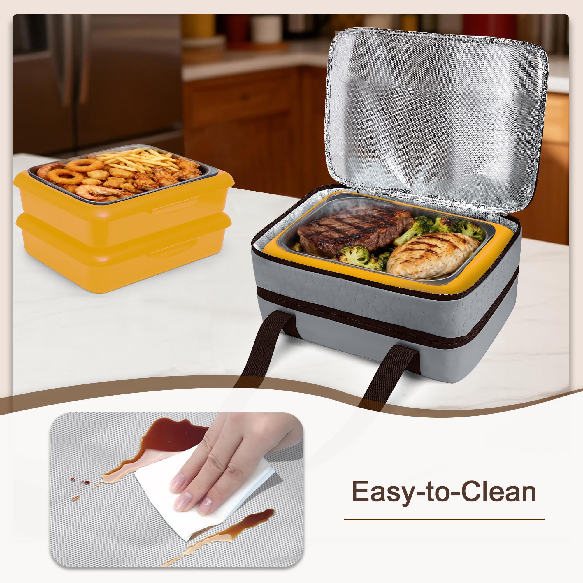 Trunab insulated casserole carrier dual compartments keeping two dishes separate