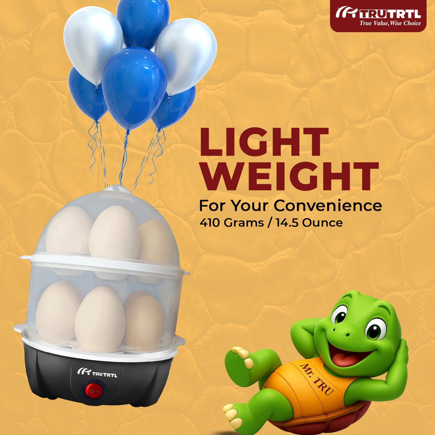 truTRTL 4-in-1 egg cooker with digital controls for easy settings.
