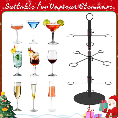 Tryitsbest Christmas Cocktail Tree Stand shows the 3-tier design saving space.