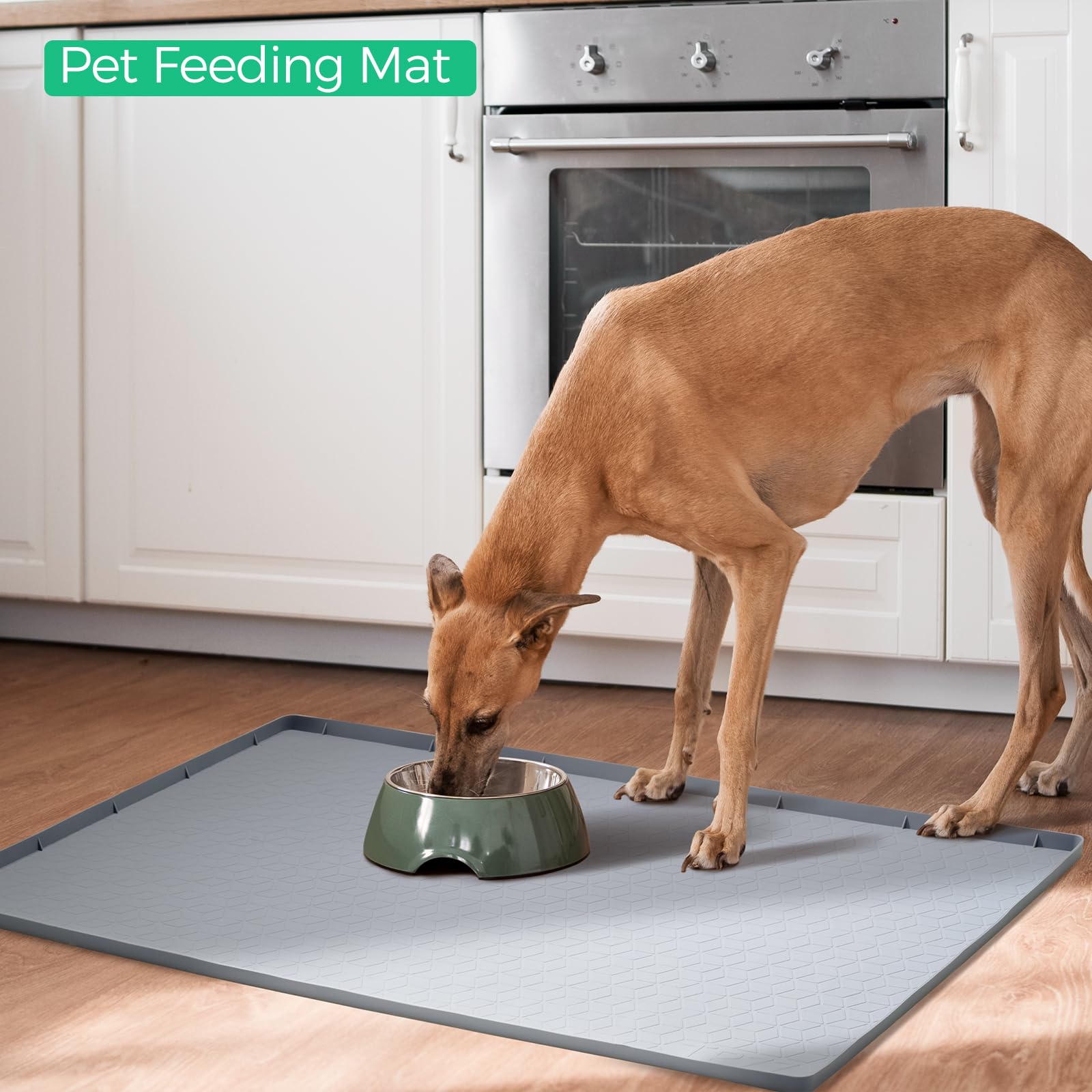 TRZZ easy-clean silicone mat wiped clean after spills.
