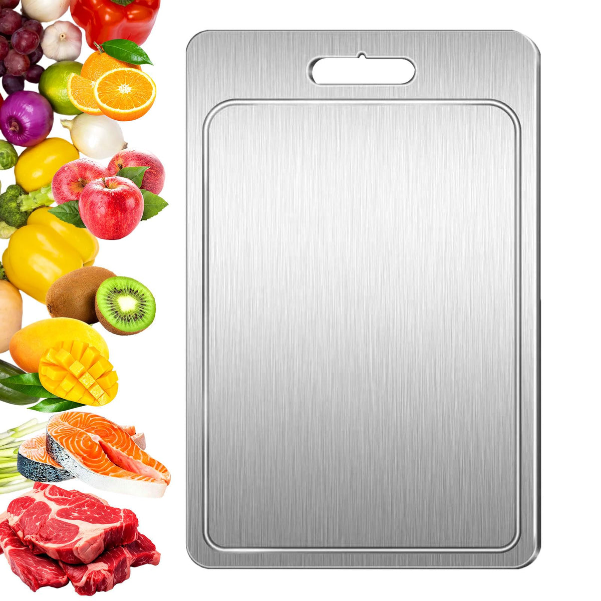 Tsinlan.ayn titanium cutting board double-sided for meat and produce prep.