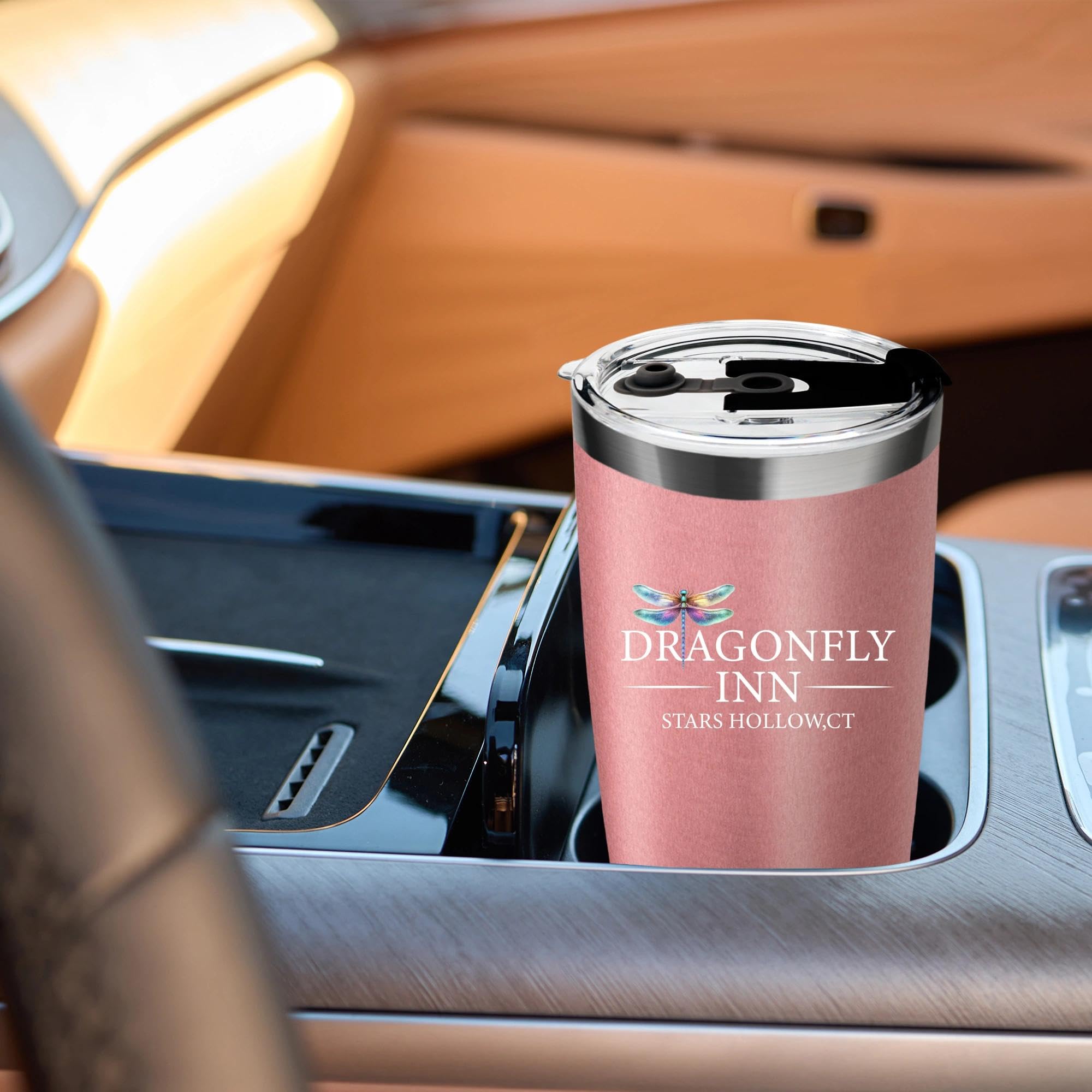 TSLOVER Dragonfly Girls Tumbler close-up emblem highlighting brand detail