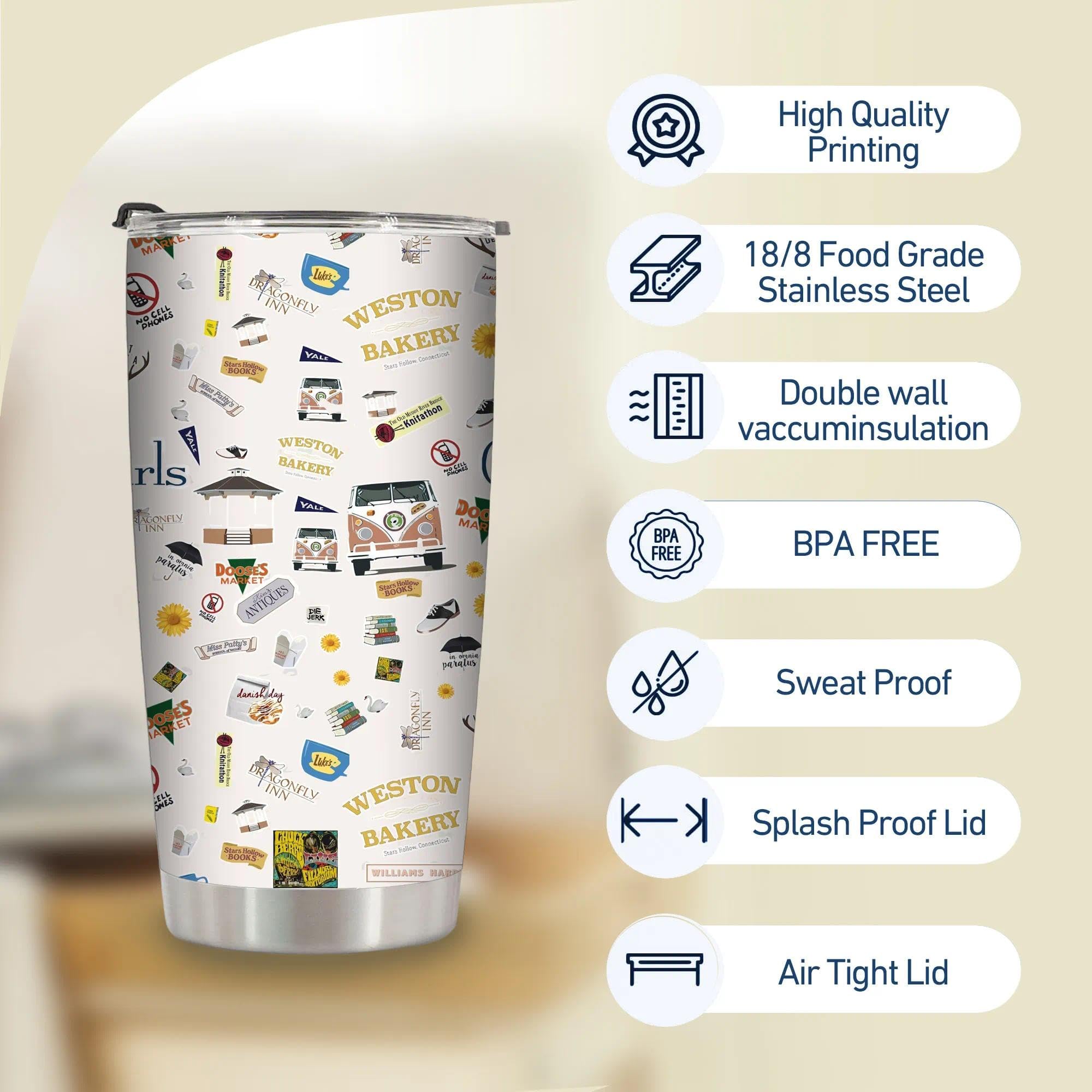 TSLOVER Stars Hollow merch travel mug front view for fans at work.