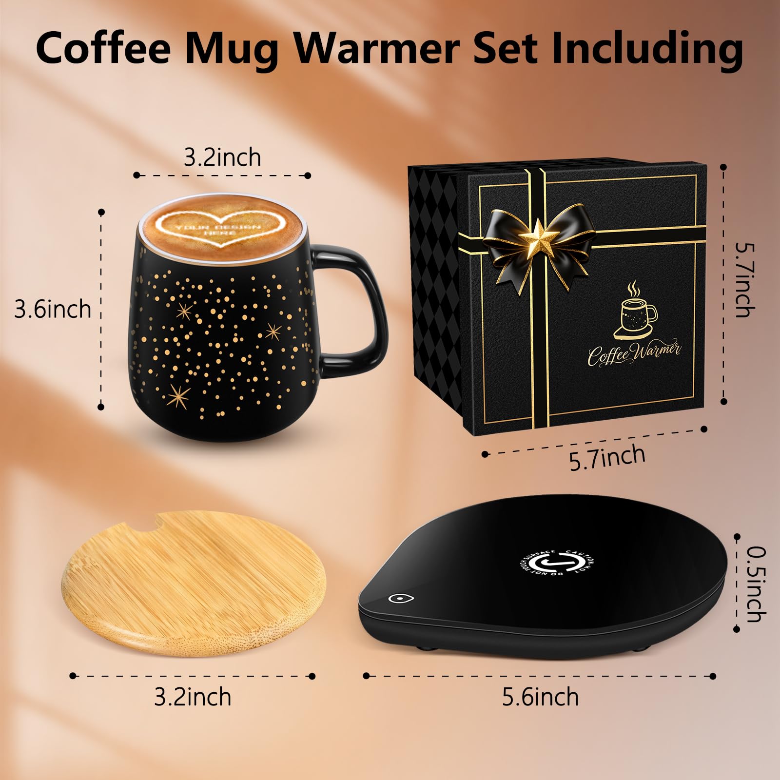 Tsmsv desk setup with mug warmer keeping beverages warm