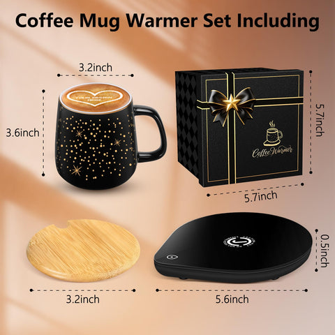 Tsmsv desk setup with mug warmer keeping beverages warm