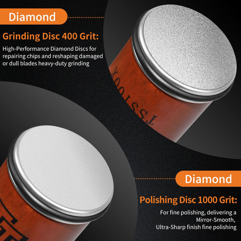 TSSTOOX 1000 grit diamond disc delivers a mirror-like polish on blades.