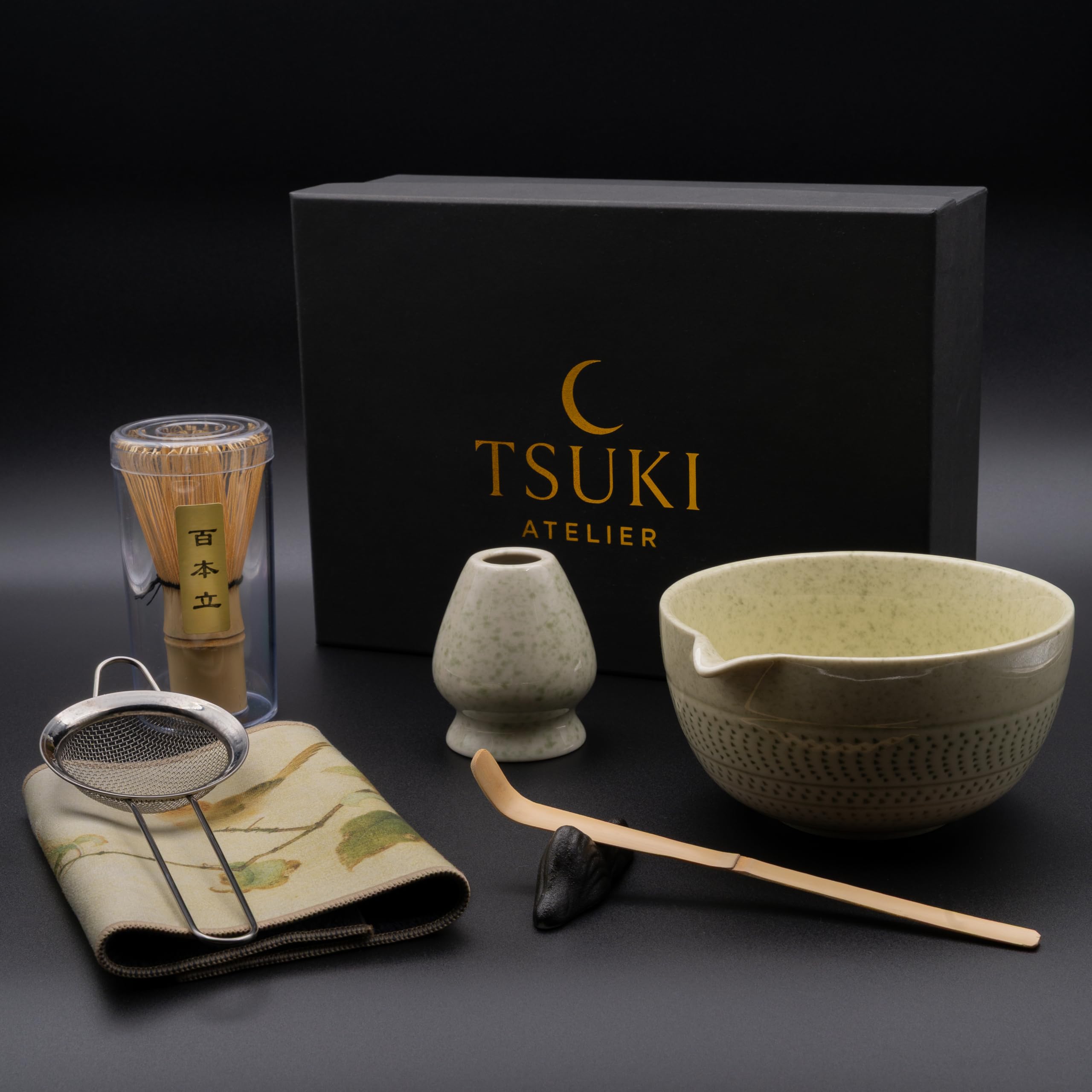 Tsuki Atelier bamboo chasen whisk with fine prongs for smooth, foamy matcha