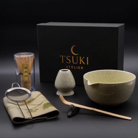 Tsuki Atelier bamboo chasen whisk with fine prongs for smooth, foamy matcha