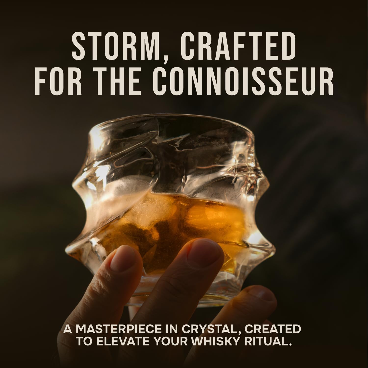 TSUKIGLASS angular facets catch light for elegant cocktails.