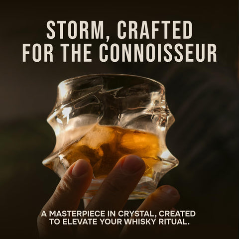 TSUKIGLASS angular facets catch light for elegant cocktails.