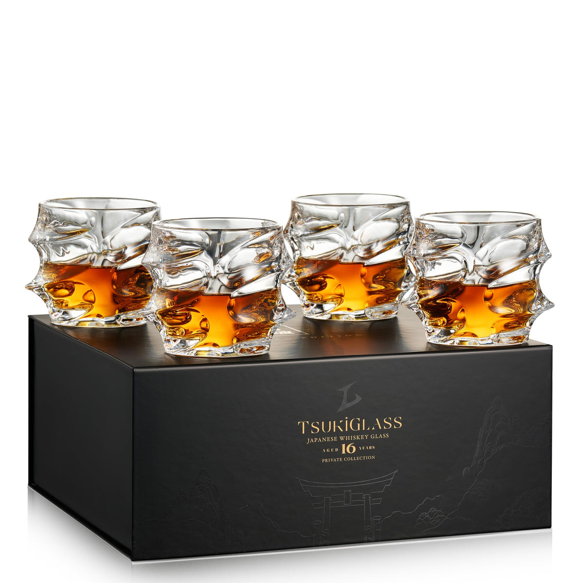 TSUKIGLASS Storm premium clarity glasses set of four for refined bourbon tastings