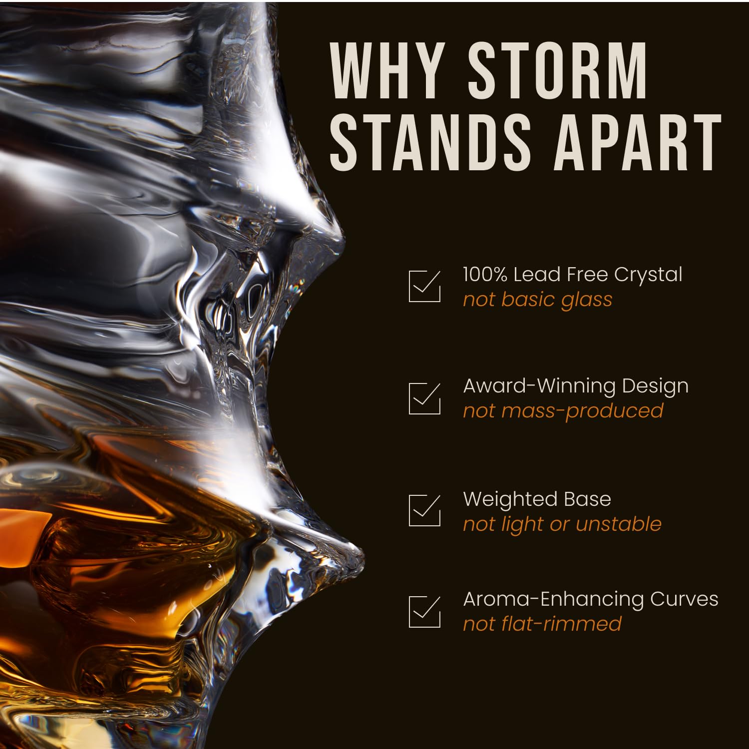 TSUKIGLASS Storm 420g weighted tumbler feels substantial in hand