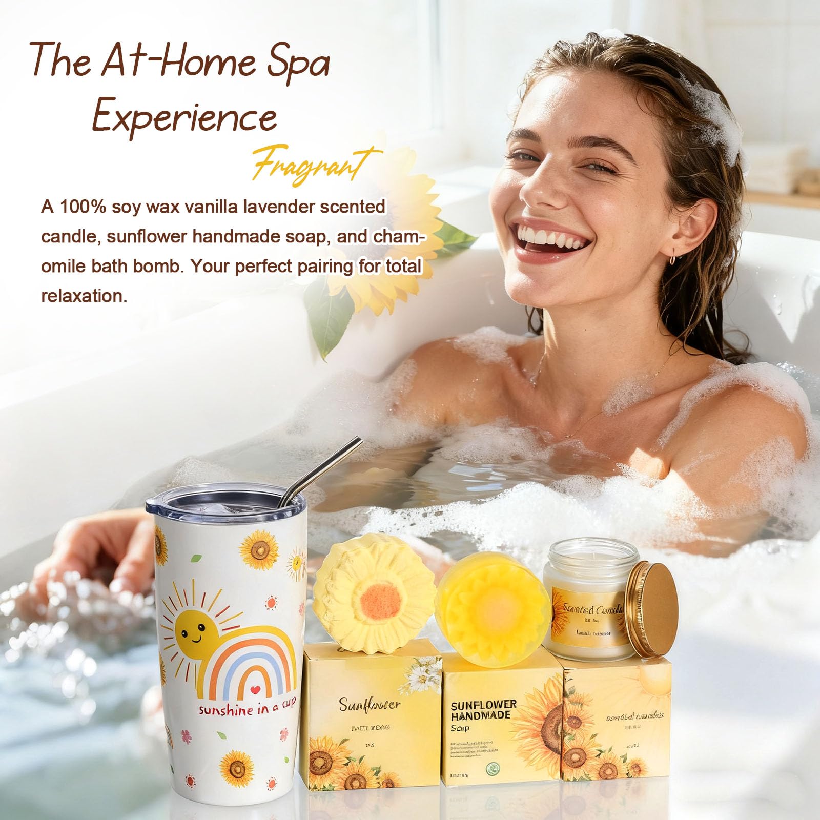 TsunNee sunflower handmade soap provides gentle cleansing with a cheerful motif.